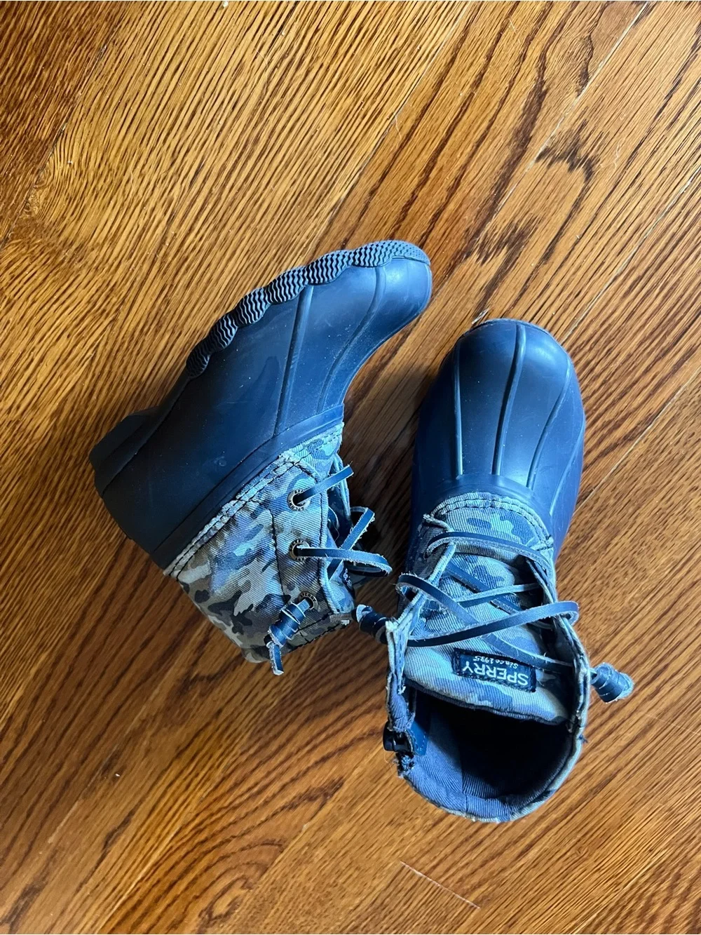 Sperry Toddler Dark Navy Blue Camo Duck Boots Unisex